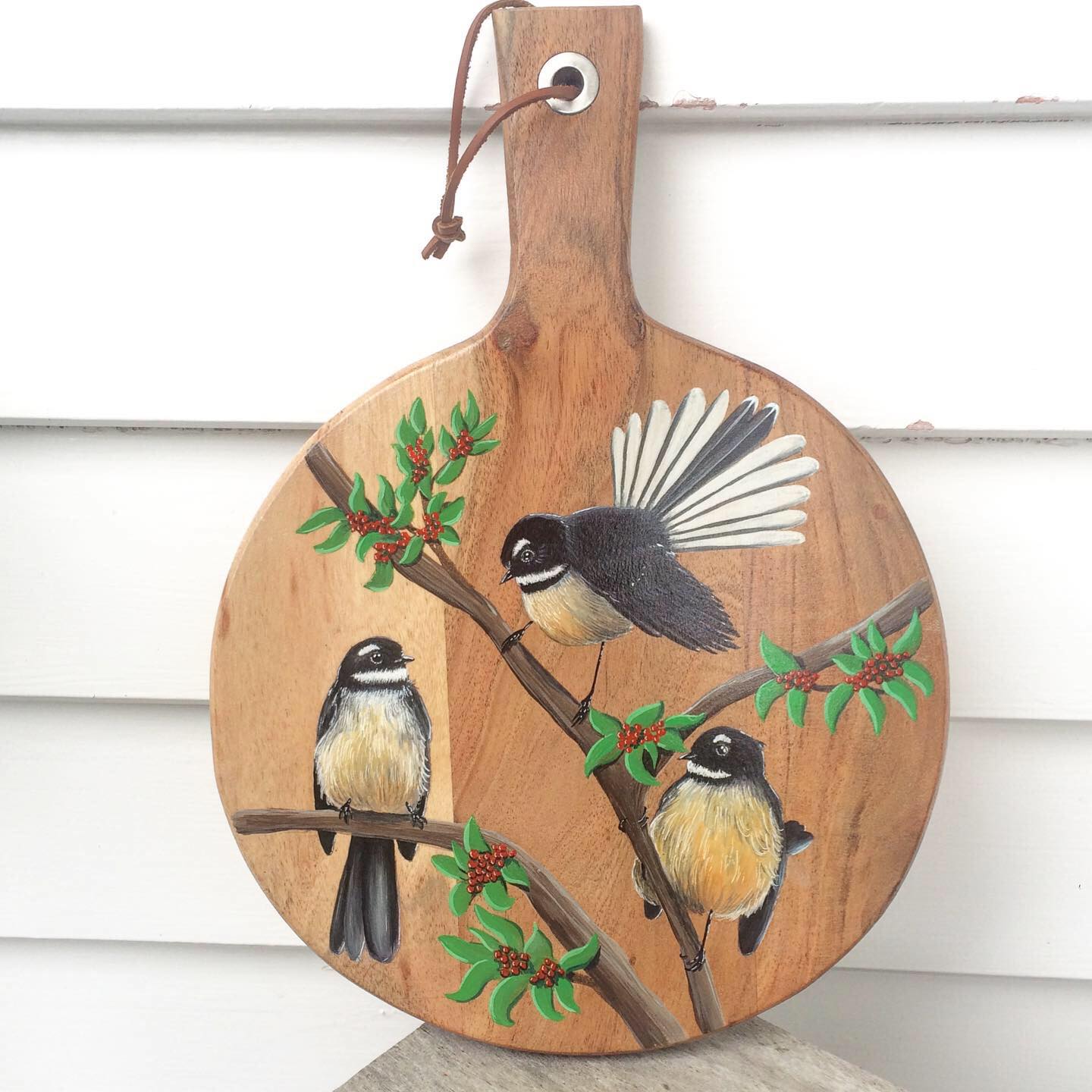Fantails - Acrylic on wooden board