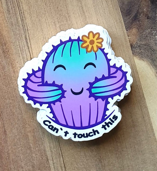 Cactus Sticker - "Can't touch this" - blue and purple