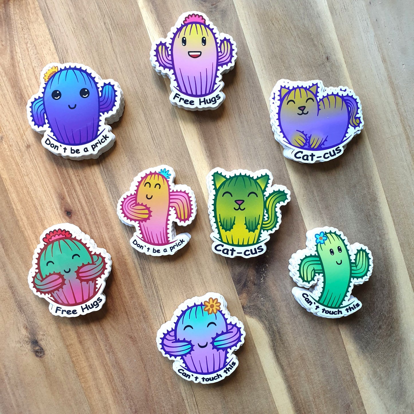 Cactus Sticker - "Can't touch this" - blue and purple