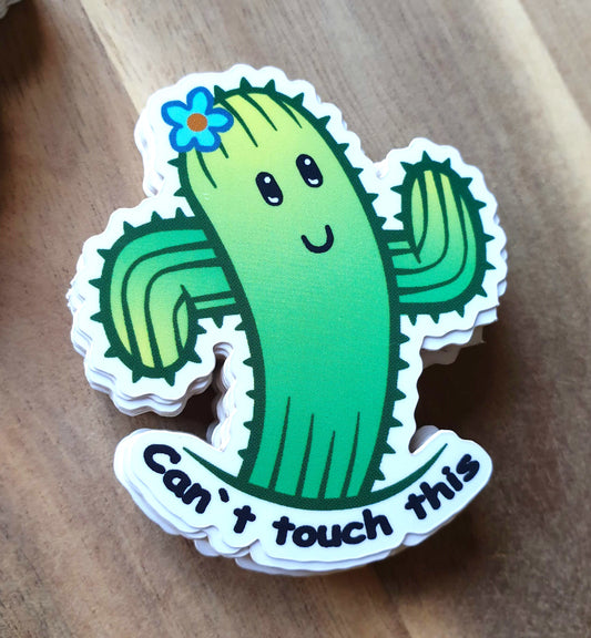 Cactus Sticker - "Can't touch this" - green and yellow