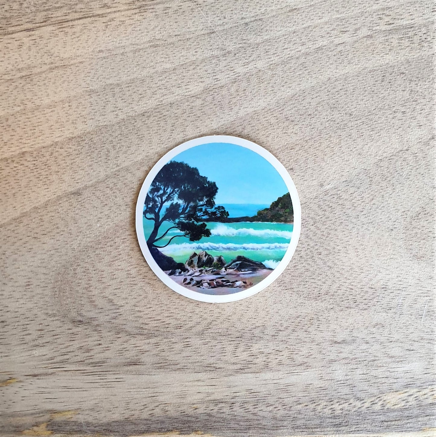 Round Landscape sticker - Ōhope Beach